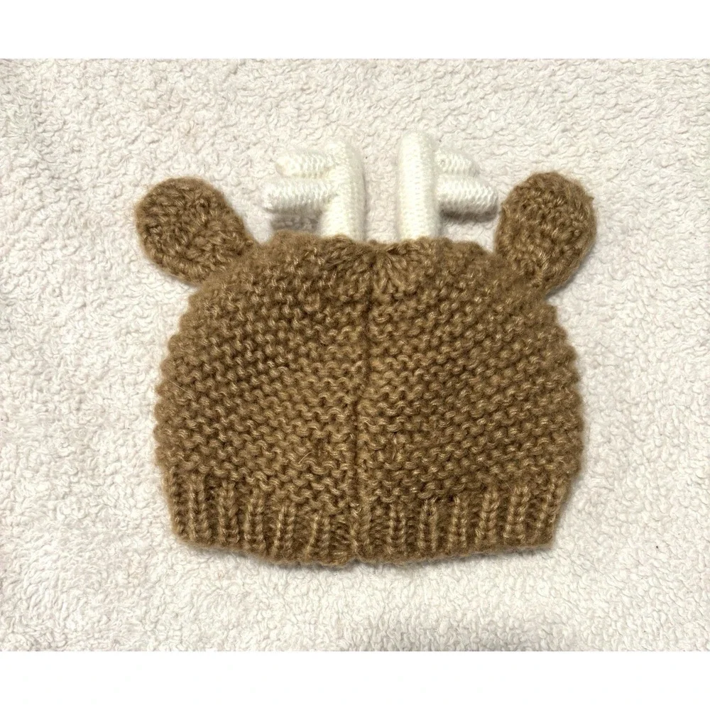 Mud‎ Pie Newborn Crochet Christmas Reindeer Hat 0-6 Months